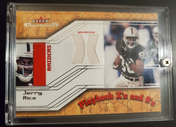 2002 Fleer Maximum Playbook X's and O's Game Used Jersey Jerry Rice HOF