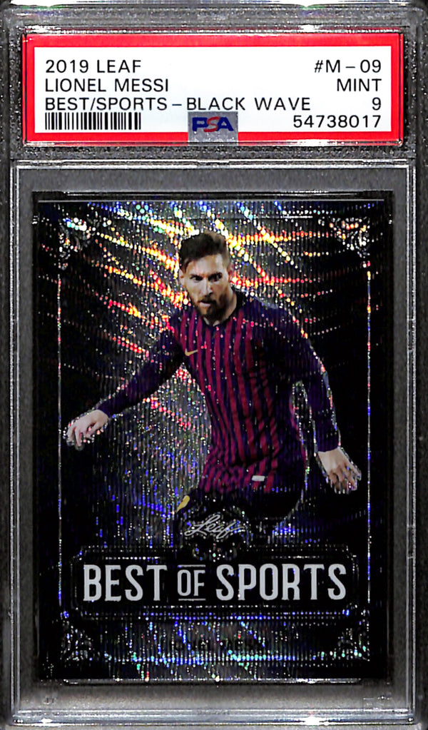 2019 Leaf Lionel Messi Best Sports Black Wave 5/7 #M-09 PSA9 Pop 2