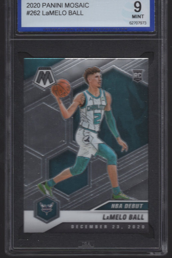 2020 Panini Mosaic LaMelo Ball Rookie RC Green Mosaic Prizm #262 ISA9