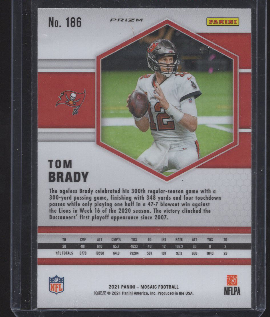 2021 Panini Mosaic TOM BRADY Orange Reactive Prizm Card #186 GOAT  