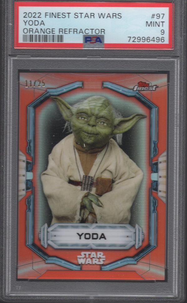 2022 Finest Star Wars Yoda Orange Refractor PSA9 11-15